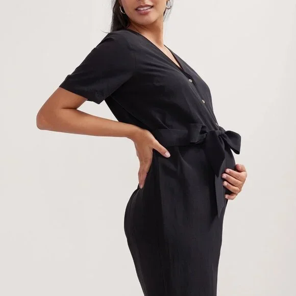 Hatch The Noelle Black Coverall Jumpsuit | size 2 - Picture 2 of 14